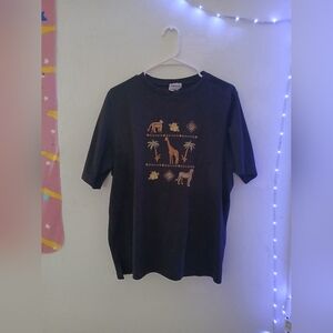 BonWorth Black Tee with Gold Jungle Print
